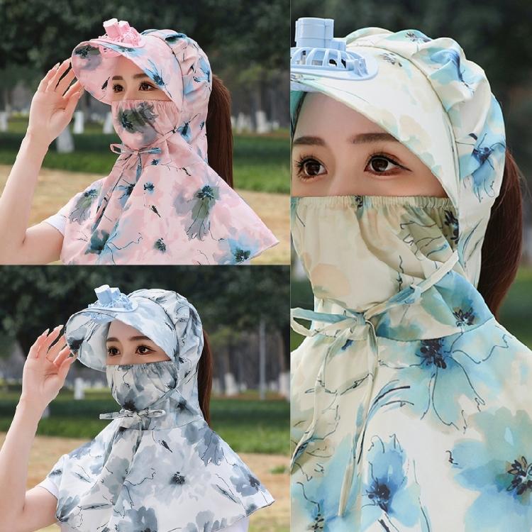 Summer Sun Hat with Fan for Women Girls Neck Flap Adjustable Hat Sunshades