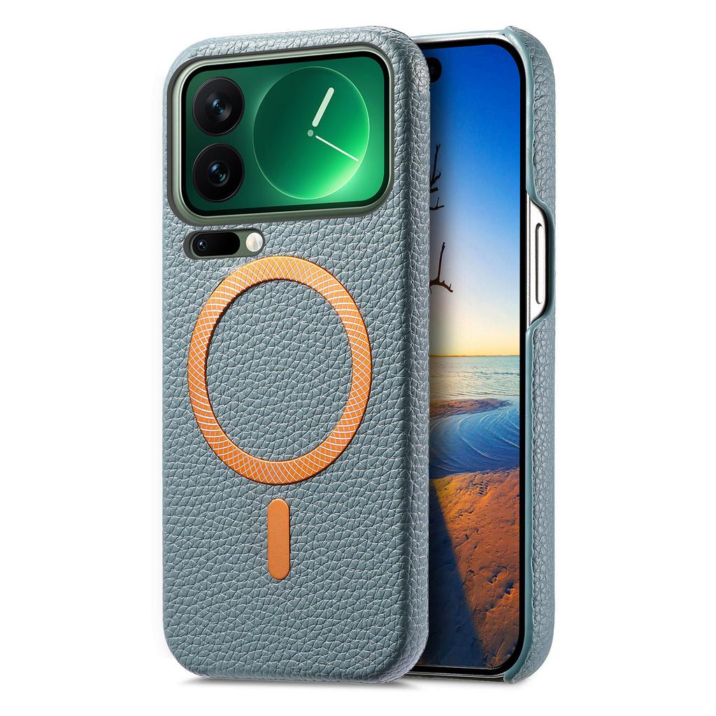 Business Lychee Grain Leather Magnetic Phone Case for Xiaomi 17 Pro 15 Pro Max 15 Ultra Wireless Charging Shockproof Slim Cover
