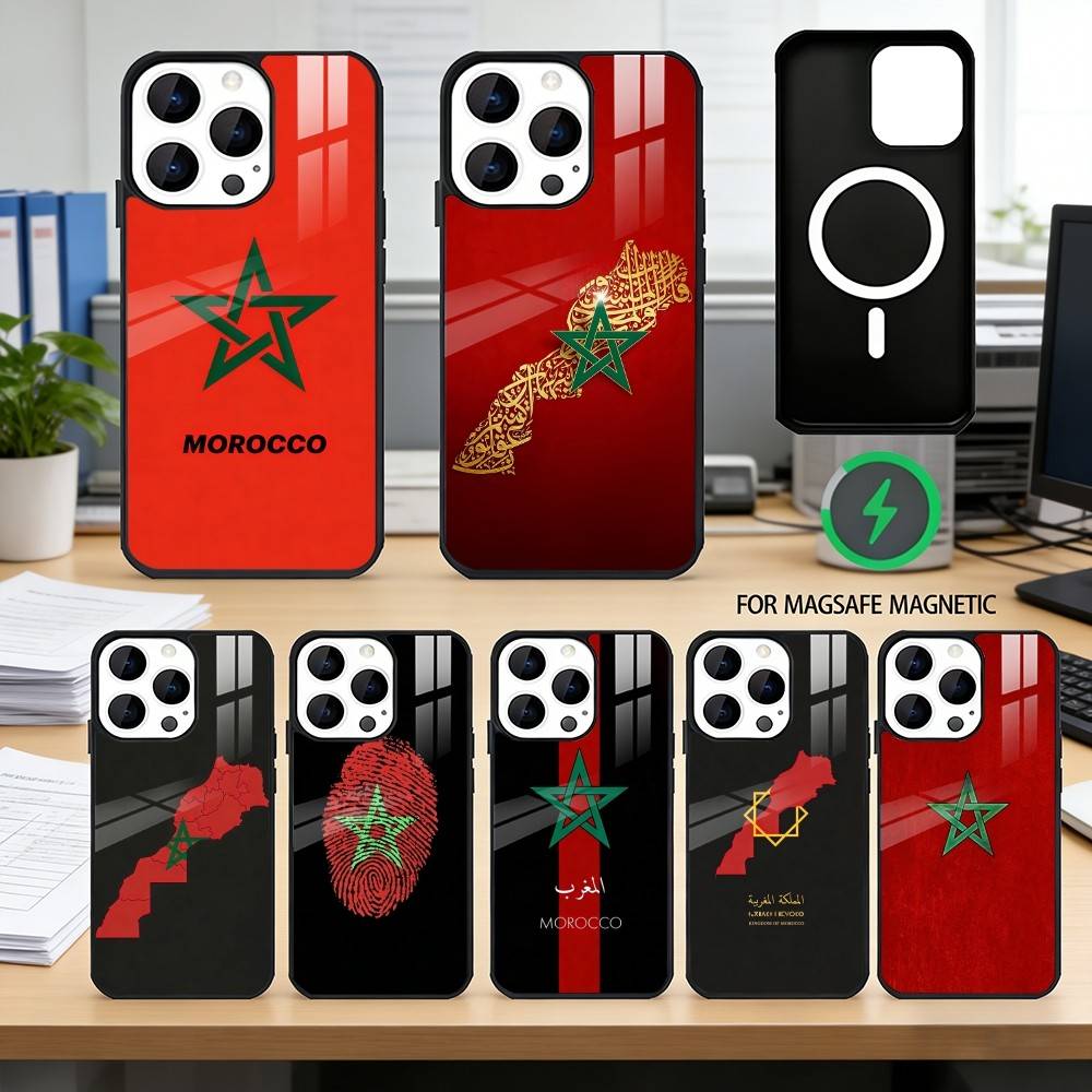 Morocco Flag Phone Case For iPhone17,16,15,14,13,12,11 Plus,Pro Magnetic For Magsafe Wireless Charging
