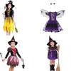 Adorable Children Halloween Witch Costume Gown For Girls With Stylish Bow Design