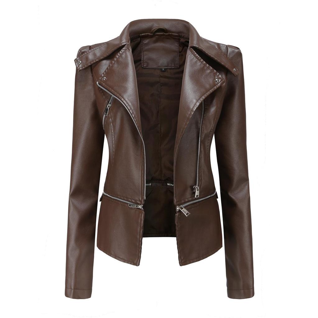 Women's European Size Leather Jacket with Detachable Hem - New Spring & Autumn Fashion 2023