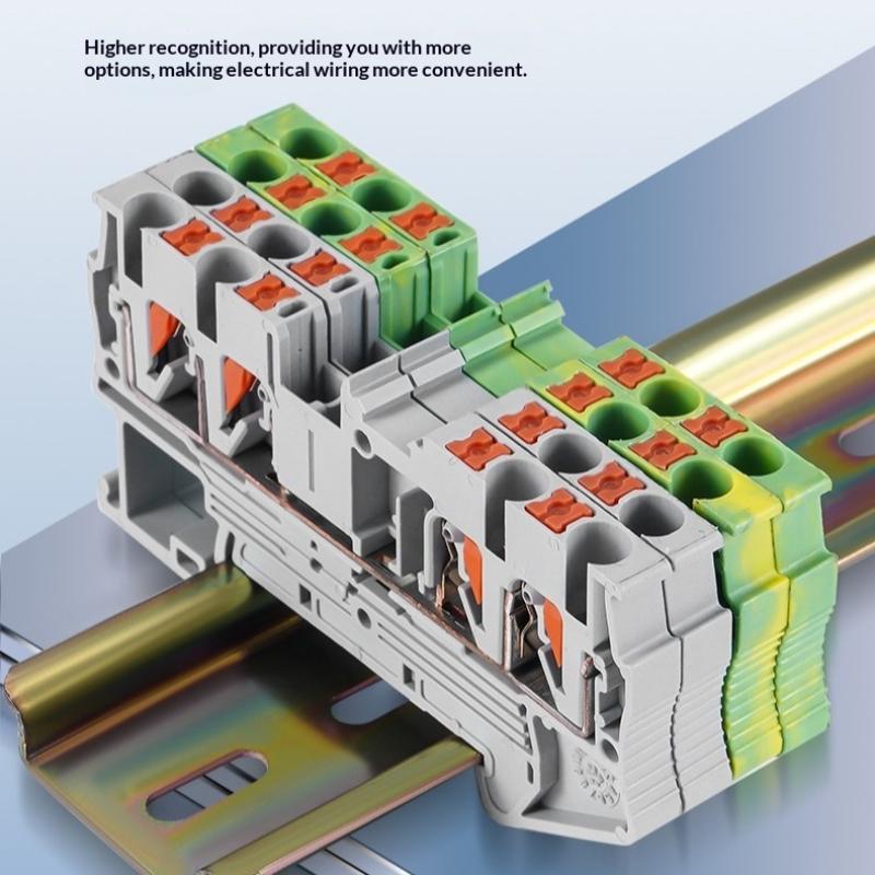 1/10Pcs Pt2.5 Quattro Push-In Spring 4-Conductor Strip Plug Pt 2.5 Wire Electrical Connector Din Rail Terminal Block Pt2.5-Qu