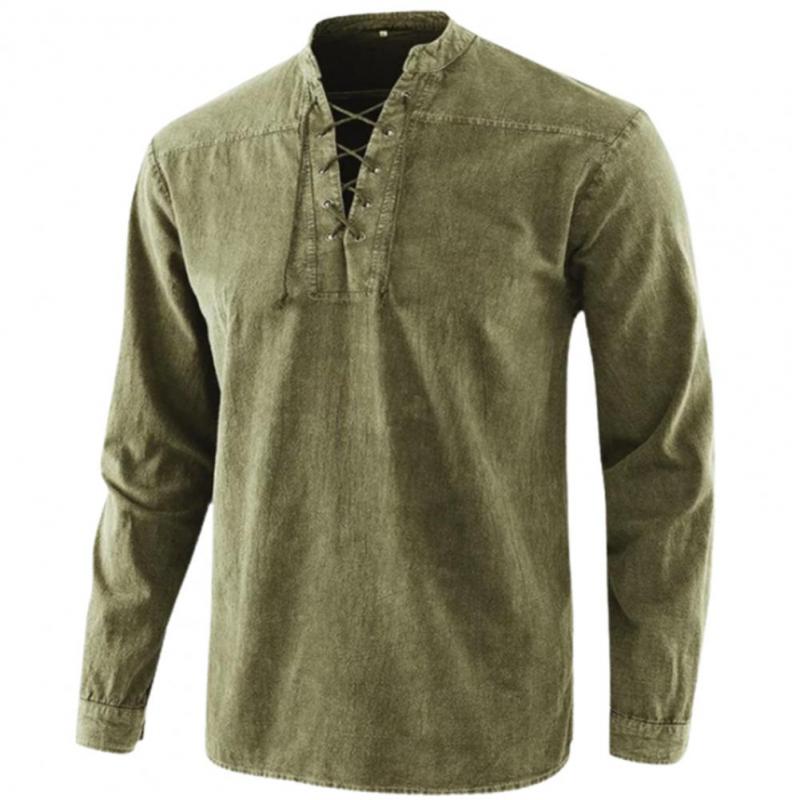 Muži Rytíř Středověká tunika Vintage Šněrovací Renesanční Římské košile Halloween Kostým pro dospělé Viking Pirát Cosplay pro randění