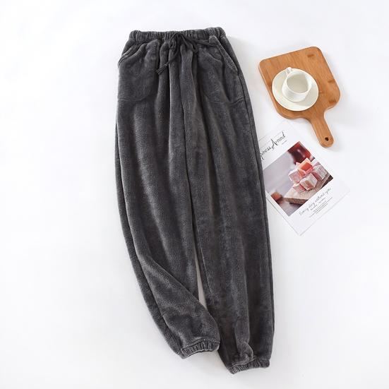 Pantaloni da Pigiama da Uomo Dritti Spessi Antifreddo Morbidi Elasticizzati in Vita Pantaloni da Pigiama da Uomo Indumento da Casa