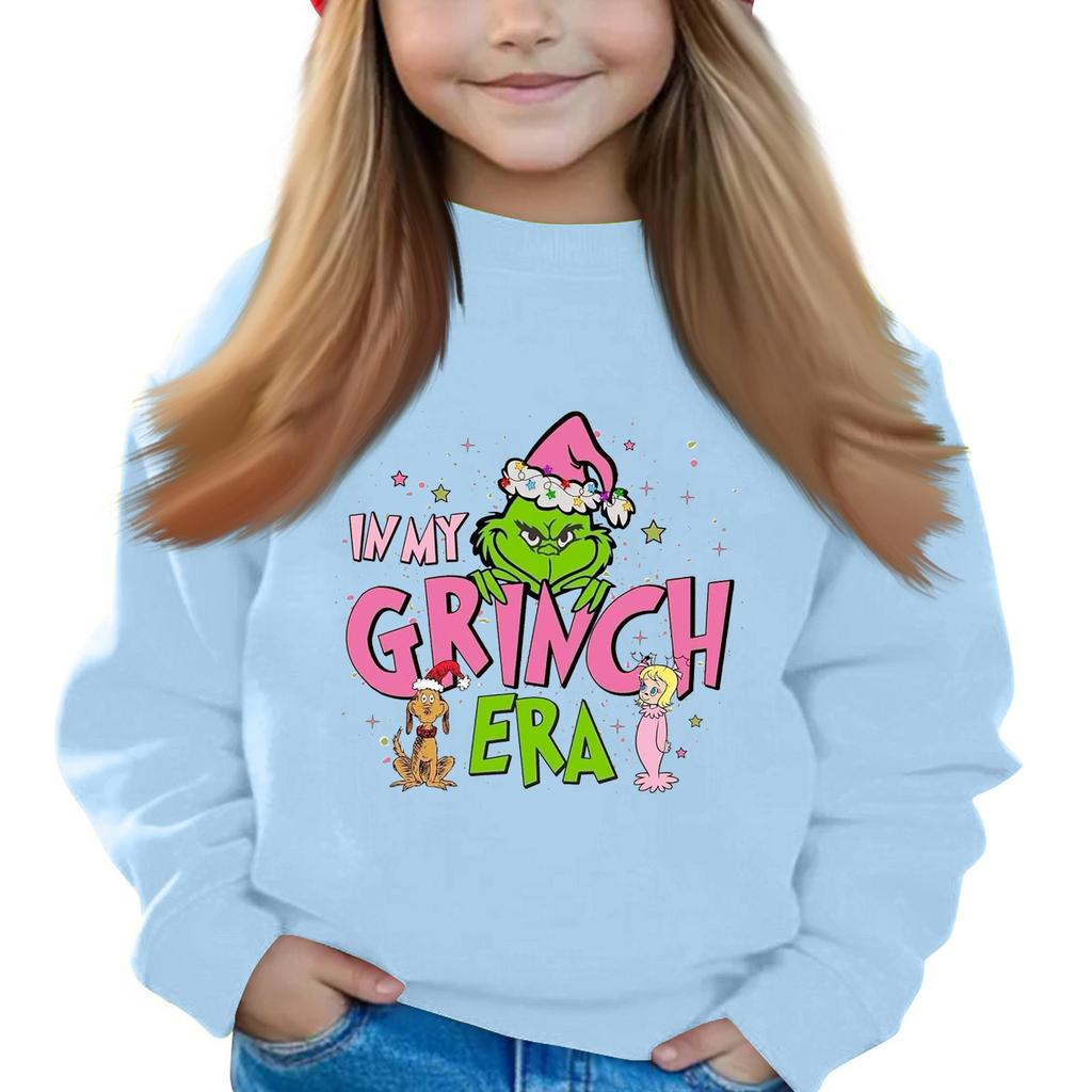 Julegenser for jenter med rund hals til barn, trykte babytopper