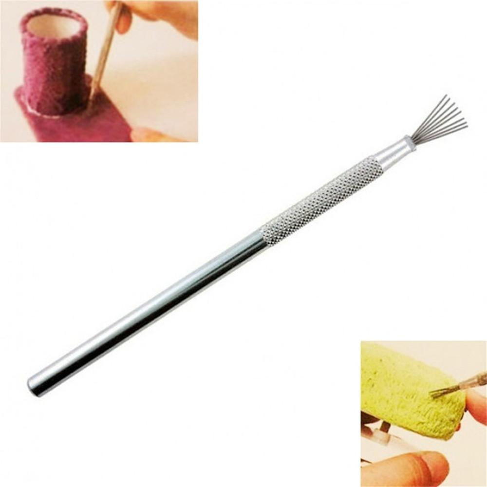 1/2/3pcs Handmade Modeling Clay Pottery Texture Brush 7 Pins Sculpting Ceramics Tool