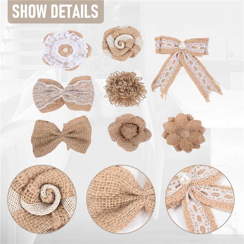 M-Modern-24Pcs In 1 Set Burlap Flower Vintage Handmade Linen Materials Jute Flower Decoration For Wedding Christmas DIY