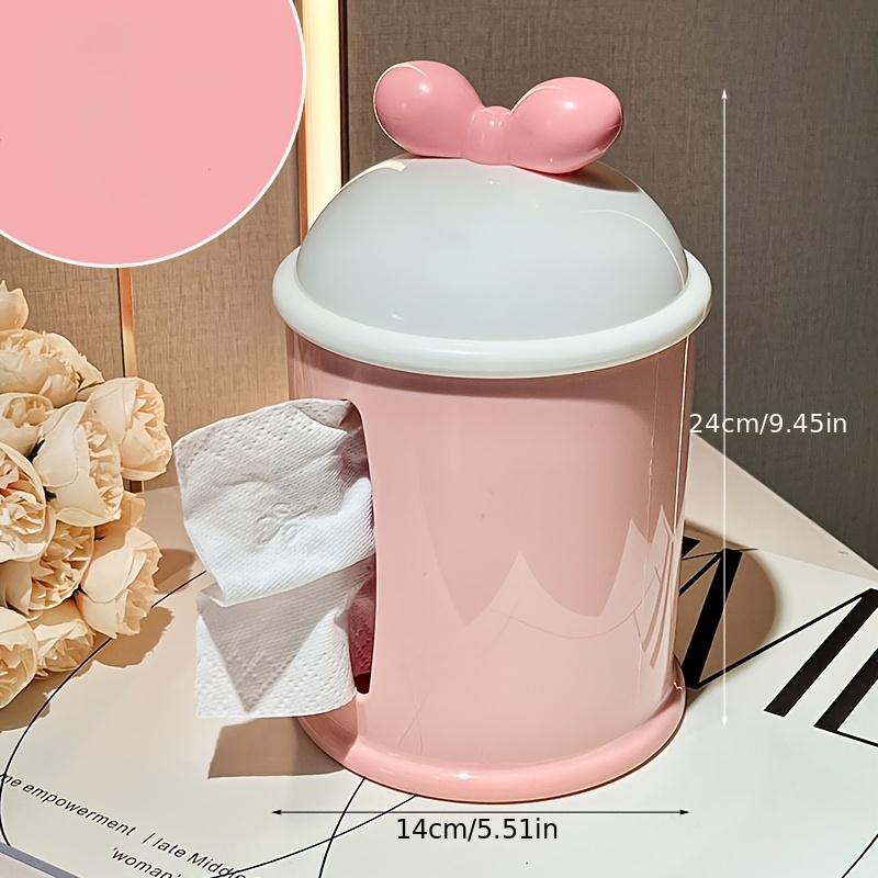 1pc Round Plastic Tissue Box Holder with Cute Mouse Ears Design, Dispenser for Storing Facial Tissues, Ideal for Home Decor In Living Room or Bathroom