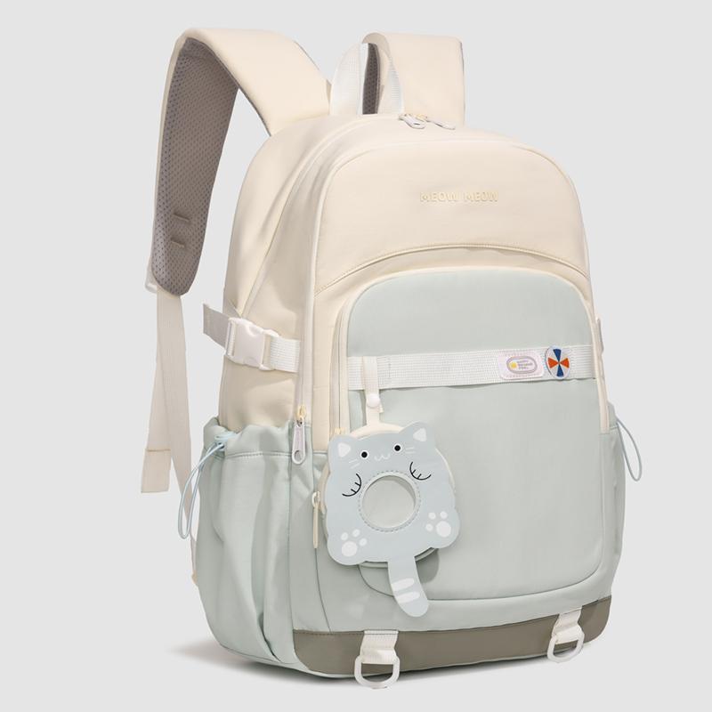 Cute Pink School Backpack with Front Pocket Casual Daypack for Girls Students Daily Use