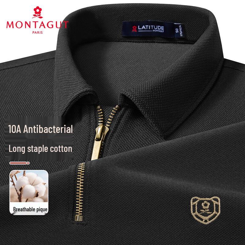MONTAGUT Men s 10A Antibacterial Half-Zip Polo Shirt 50