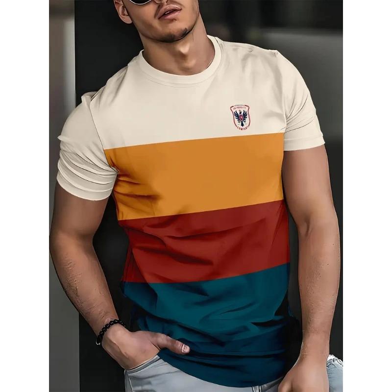 Summer Round Neck 3D MILAN Pattern Print Top Fashionable Casual Short Sleeved Men's T-shirts