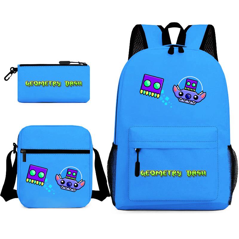 Geometric sprint trend starry sky schoolbag three-piece geometry dash heat transfer personalized backpack leisure bag