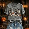 Women's Halloween Letter Print T-Shirt, Casual Crewneck Short Sleeve Tee, Everyday Wear