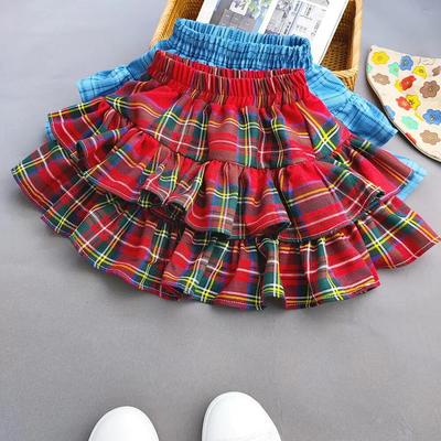 Plaid increspato per bambini neonate torta gonne principessa abito da ballo tutù a pieghe gonne per l'estate autunno gonna corta per bambini