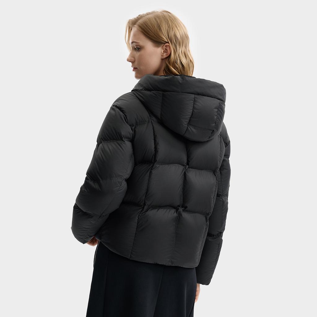 Fila White Casual Commuter Classic Simple Comfortable Versatile Stretchy Goose Down Warm Hooded Jacket Women Outerwear Black F11W543916FBK