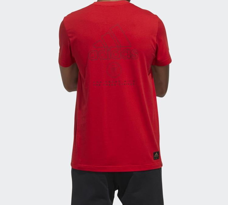 Adidas T Shirts Men's Light Scarlet Crew Neck Moderate Straight Fit FU6220