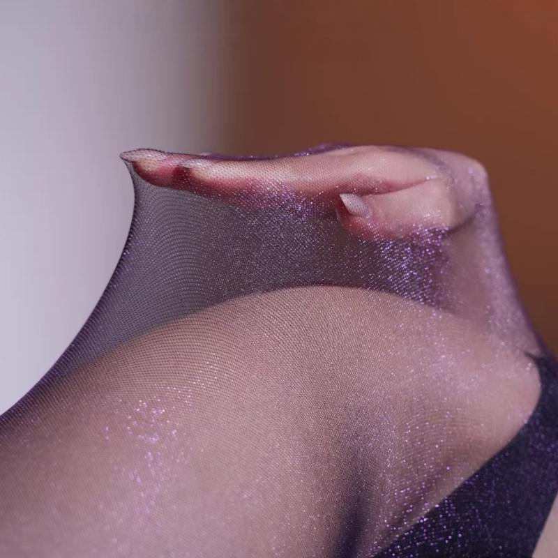 Starshine Series 18D Semi-Transparent Leg Slim Pantyhose Women Sexy Open Crotch Tights Glitter Pole Dance Nightclub Party Medias