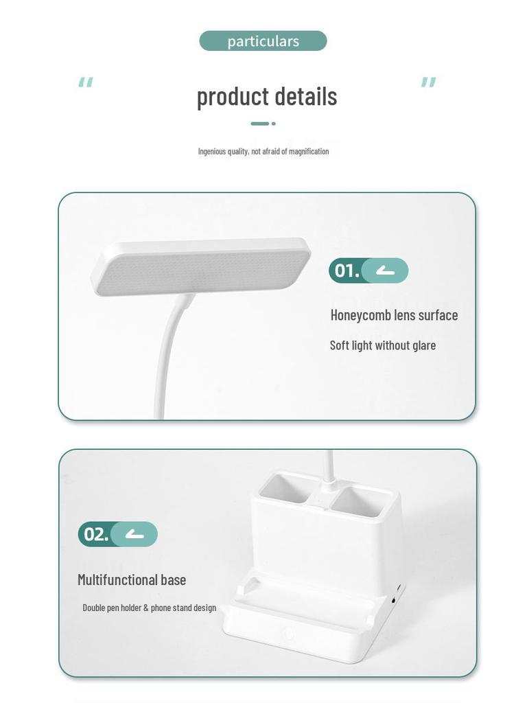 LED Multi-Function Phone and Pen Holder Eye-Caring Study Lamp