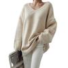 Knit Long Solid Loose [POGCZMKK] Women's Sweater, V-Neck, Sleeve, Pullover, Elegant, Thick, Warm, Color, Fit, Figure-Flattering, Cute, Commuting,