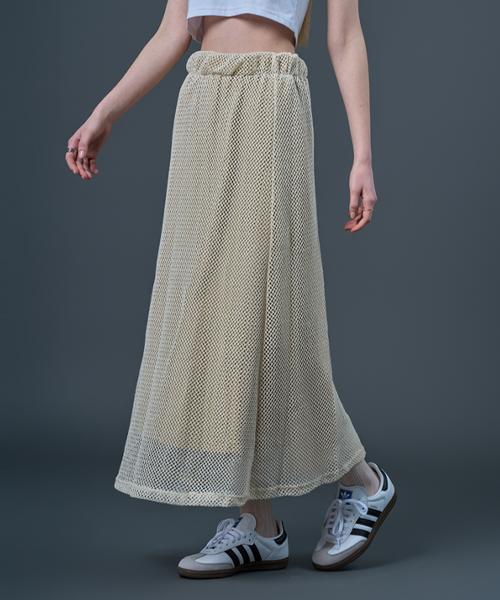 Sitipabjeu [Cp] Net Layered See-Through Banding Long Skirt [Ivory] Kcl.