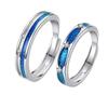 Starry Sky Couple Rings Set Sterling Adjustable Geometric Design Romantic Gift Her Him