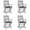 Day and Night - Day and Night Folding Garden Chairs 4 Pcs Cushions Solid Acacia Wood