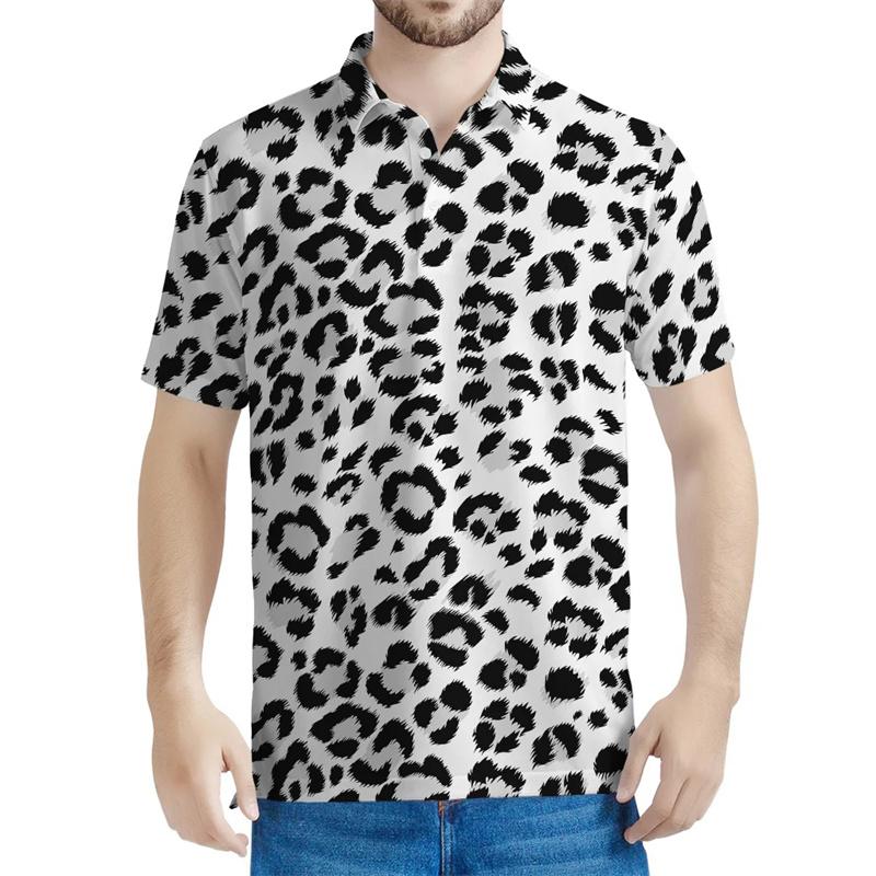 Multi Color Leopard 3D Print Men s Polo Shirt Outdoor Casual Button Lapel T-Shirt Street Fashion Men s and Women s Loose Clothing S