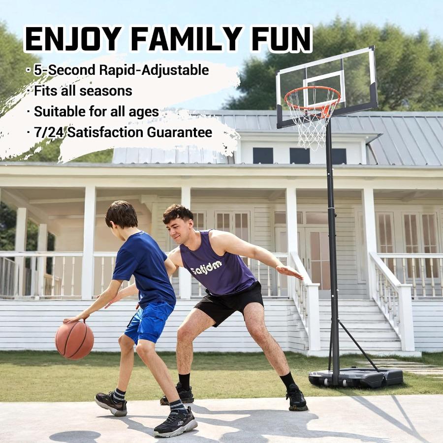 Portable Basketball Hoop Outdoor 3.310FT 5sRapidAdjustable with Shatterproof Backboard 40 44 inch Enlarged Base for and Adults