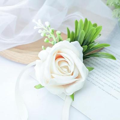 4 Stück künstliche Rosen-Anstecker und Anstecksträußchen-Set Handgelenk-Corsage für Abschlussball-Dekoration Anstecksträußchen für Herren Hochzeitsblumen-Accessoires Party-Anzug-Dekoration