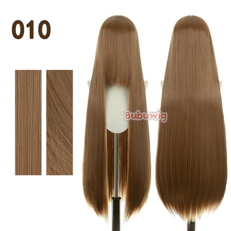 Bubuwig Synthetic Hair 100cm Long Straight Pure Color Cosplay Wigs Over 100 Colors Black White Red Blue Brown Wig Heat Resistant