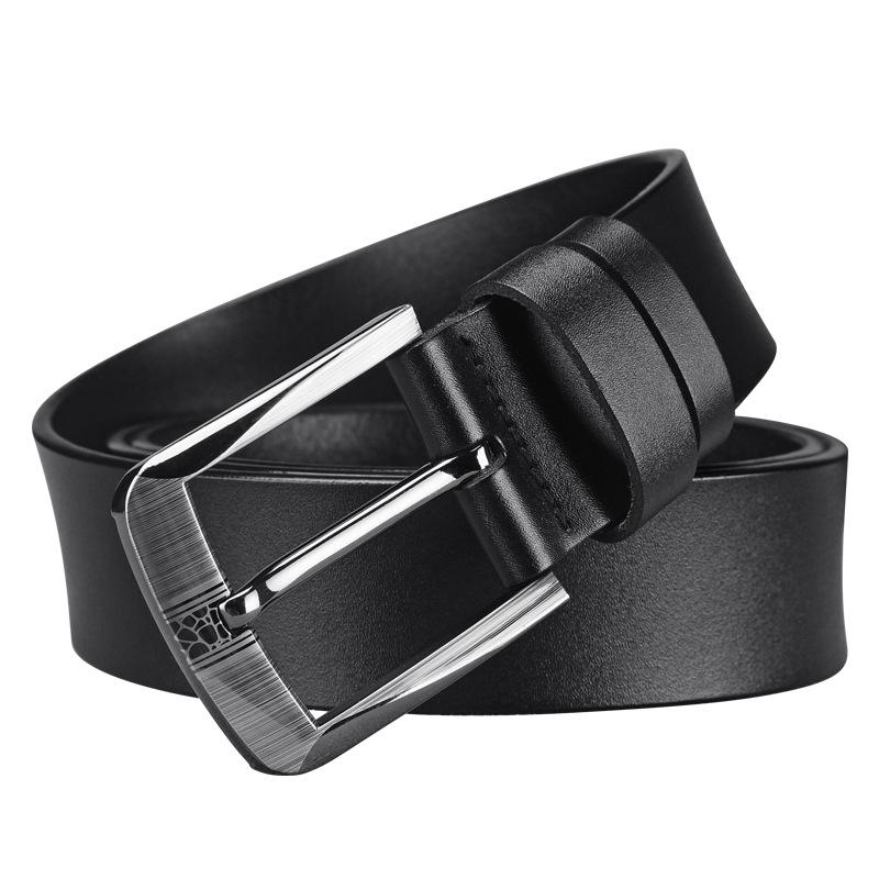 Men'S Pin Buckle Leather Belt, Casual Cowhide Wide Men'S Belt, Young And Middle-Aged Simple Belt