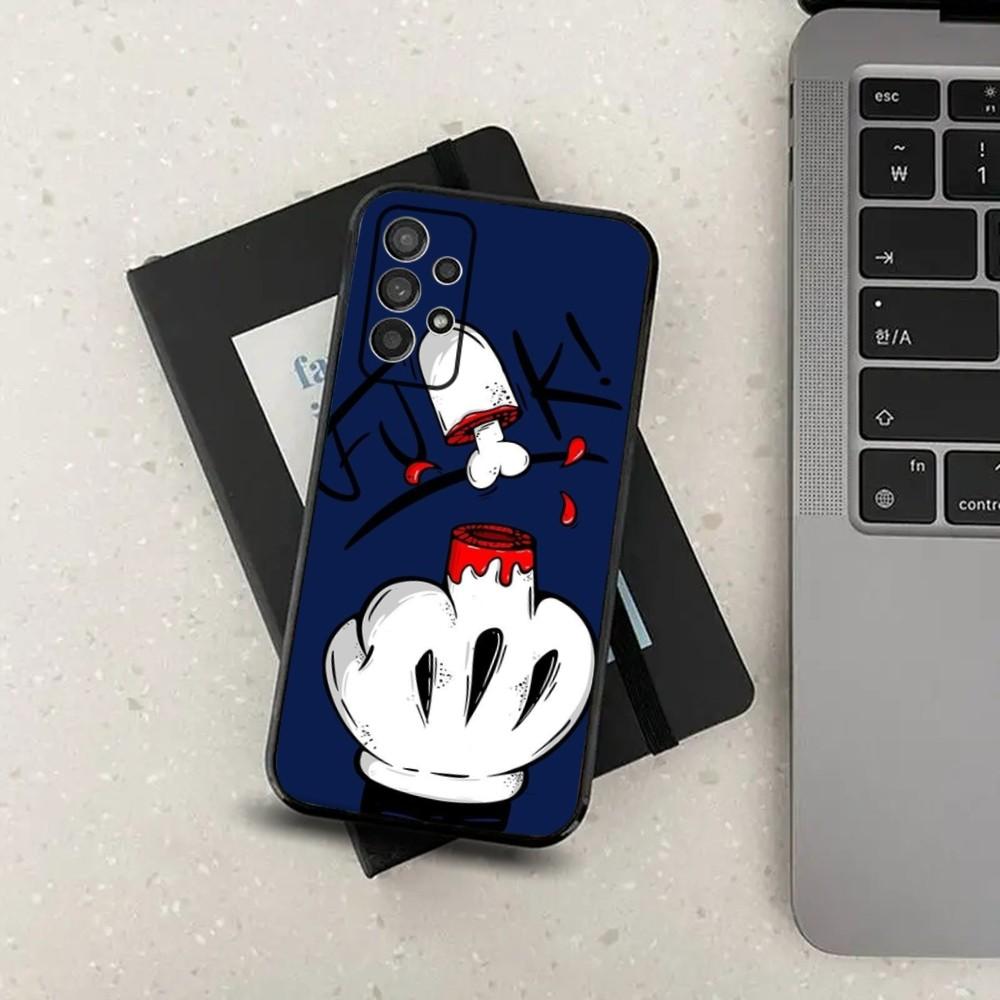 Cartoon Middle Finger Phone Case For Samsung S21,S22,S23,S30,Ultra,S20,Plus,Fe,Lite,Note,10,9,5G Black Soft Cover