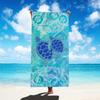 Gradient Teal Blue Wave Line Art Turtle Print Beach Towel Lightweight For Summer Pool Beach Daily Outdoor Use