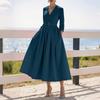 ZANZEA Abito Lungo Casual Elegante da Donna con Scollo a V, Colore Unito, Manica 3/4