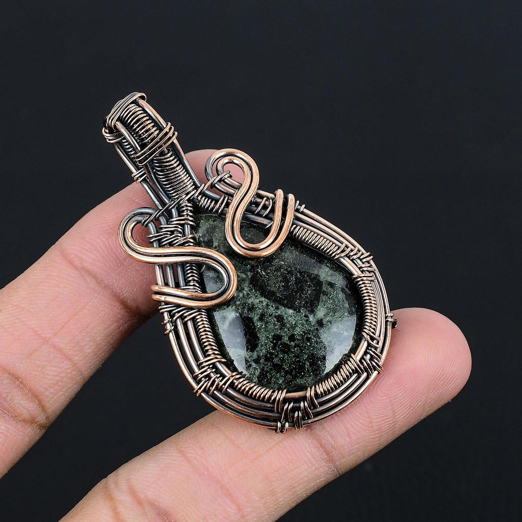 Kambaba Jasper Handmade Gemstone Pendant, 999 Copper Wire Wrapped Pendant Unique Design Jewelry, For Thanksgiving