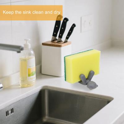 2 Pezzi Portaspugne Ecologico Antiscivolo Forma di Orsetto Carino Organizer per Spugne da Piatto Decorazione Bagno