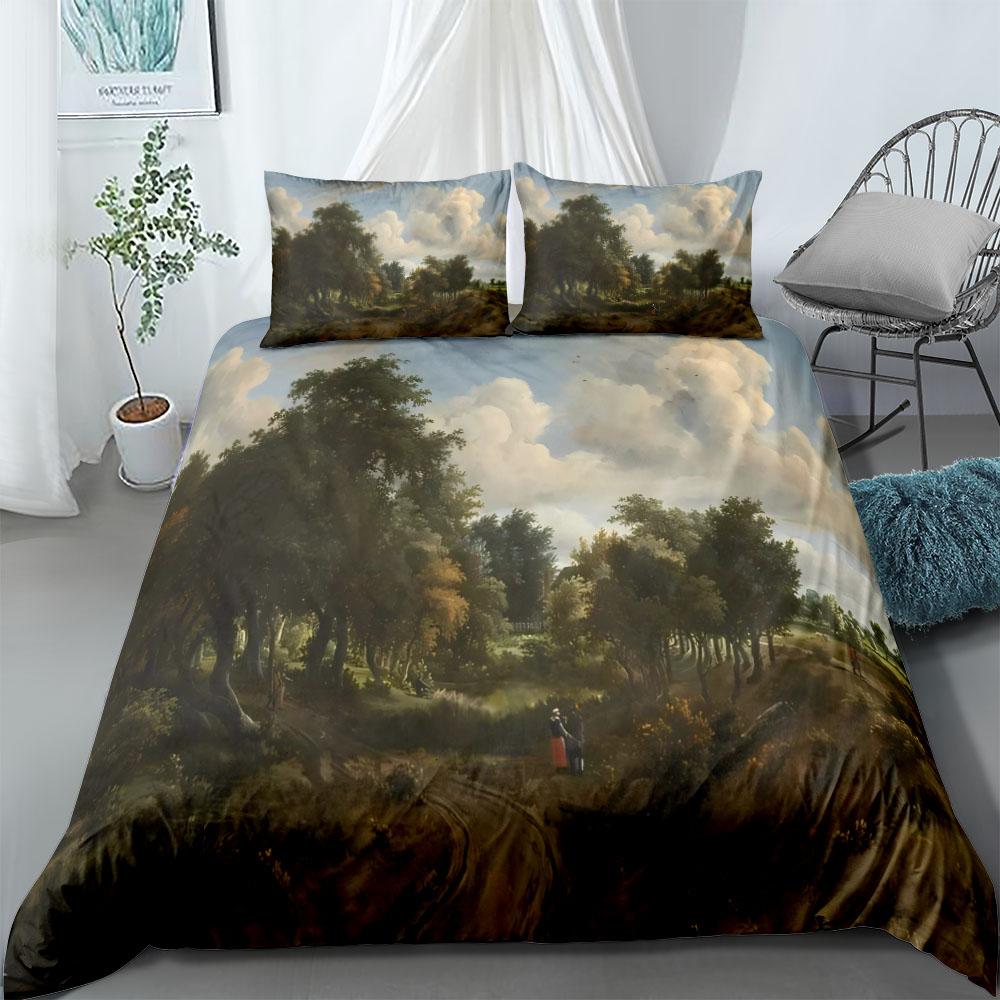 Meindert Hobbema A Wooded Landscape Duvet Cover Set UK Single Double Queen US Twin Full King Size Among Bed Linen Set
