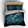 Leuchtendes, verziertes Oktopus-Design. Bedrucktes Bettwäsche-Set 1 Bettbezug 2 Kissenbezüge für Erwachsene und Kinder Luxuriöses Geschenk Vollgröße