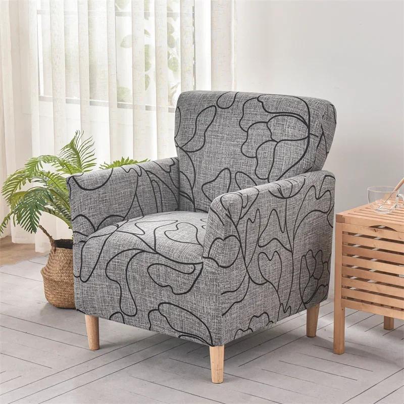 1 Stück Blumen-Sesselbezüge Elastisch Weich Club Tub Sofabezug Wohnzimmer Schmutzabweisend Einzelsofa Überwurf für Arbeitszimmer Bartresen