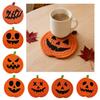 Cute Ghost Decor for Home Halloween Pumpkin Cotton Rope Coaster, Handwoven Placemat with Funny Face, Iron Reusable Drink Coasters Craft Table Mat Mug