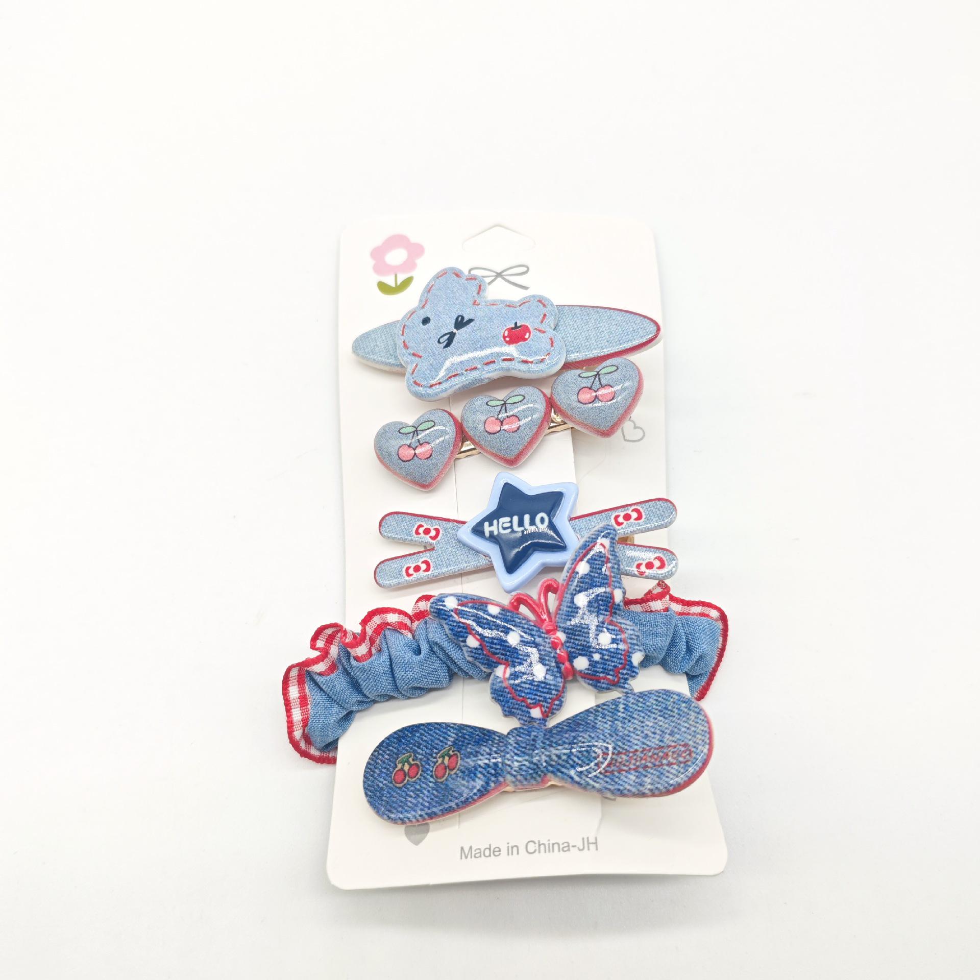 Denim Blue Kids  Korean Bow Hair Clip