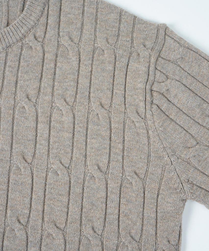 BIRBANTE Soft Washable Cable Round Knit - Beige