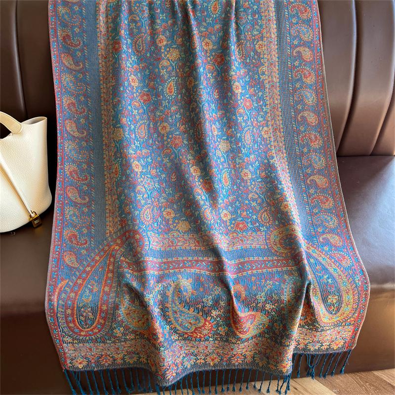 Bohemian Autumn Jacquard Pashmina Scarf Cashmere Women Paisley Design Floral Female Soft Thick Blanket Bufanda Warm Shawl Stole