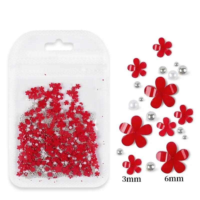 200 Stück/Beutel Nagelkunst-Dekoration Gemischte Größe Zarte 3D Harzblumen Strass-Nagelteile Maniküre-Werkzeug Nägel Design-Zubehör