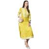 GoSriKi Women's Cotton Blend Chikankari Embroidered Straight Kurta (STHO-Yellow-NW-GS_S_Yellow_Small)