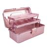 New Glitter Pink & Craft Tool Storage Box,3-Layer Stackable Carry Tackle Box Sewing Box Organizer for Art