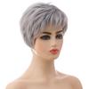 Short Grey Natural Wave Wigs For Women Synthetic Heat Resistant White Cosplay Wig Women's Wigs