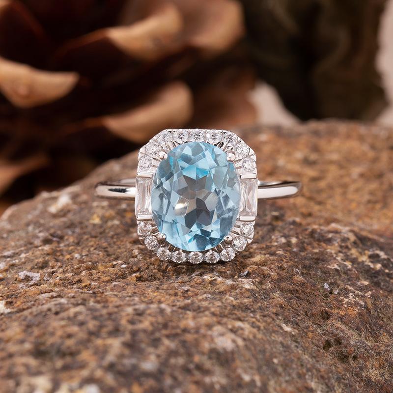 Natural Colored Jewelry Topaz Amethyst Citrine Ring Women'S S925 Silver Light Luxury High Sense