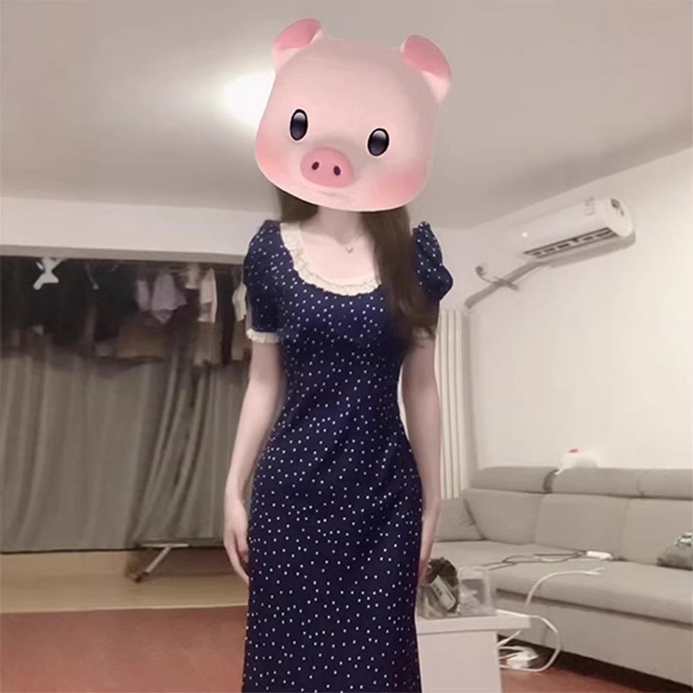 French Pure Desire Wind Lace Polka Dot Dress Children's Design Sense Advanced Sense Gentle Wind Temperament Waist Long Dress Summer