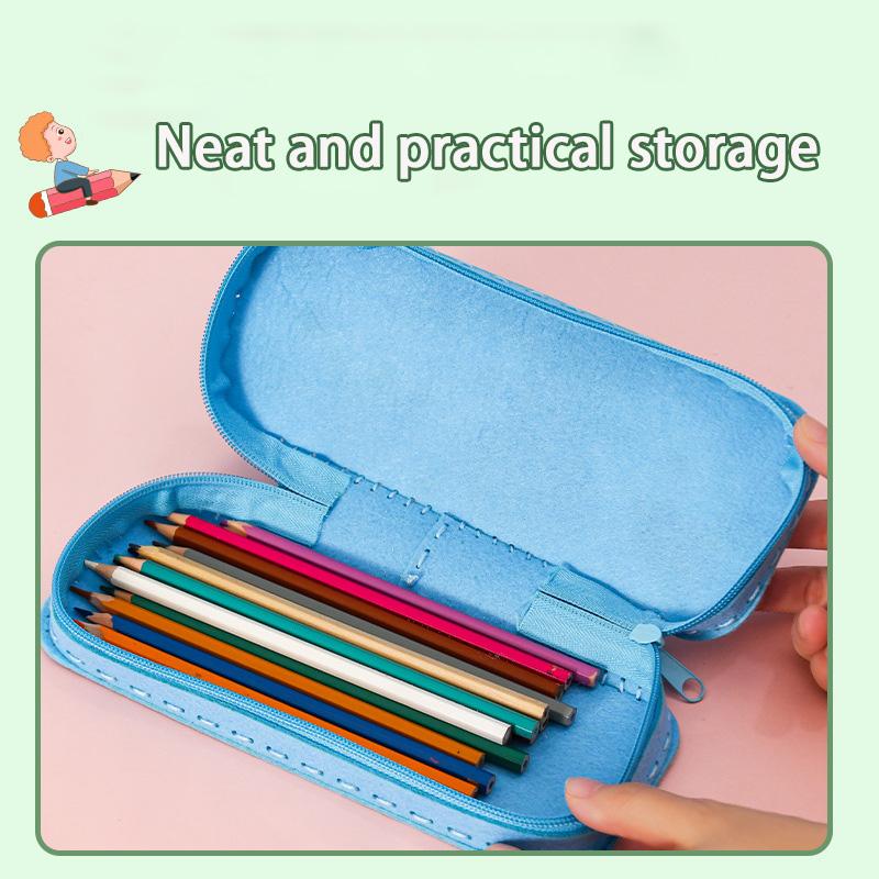 Children's Sewing Stationery Bag Handmade Material Kits Cute Cartoon Non-woven Fabric Lacing Pencil Case Craft for Kids Toddlers